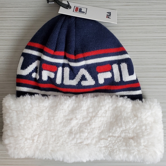 NWT Fila Women's Peacoat Sherpa Cuff Beanie - Picture 2 of 7